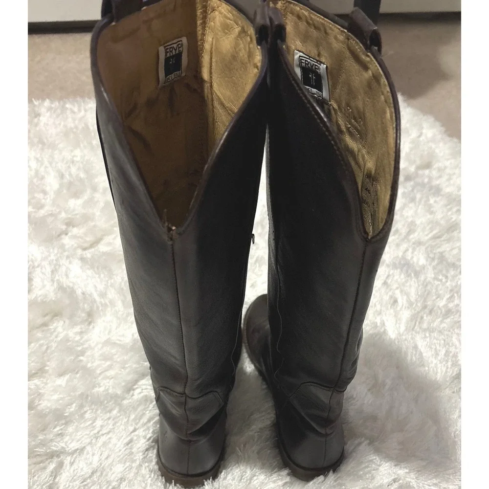 Frye 77535 Paige Tall Riding Brown Distressed Leather Womens Boho Boots Size 8